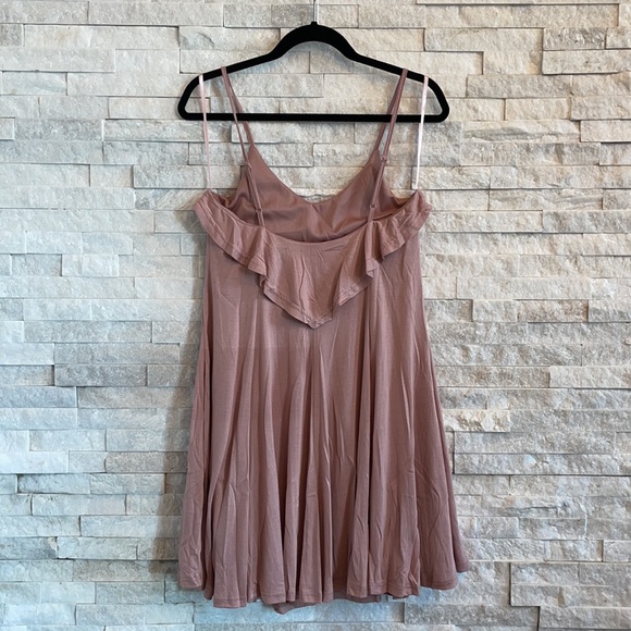 Dusty Rose Layered Ruffle Cami Dress with Spaghetti Straps - Picture 10 of 11